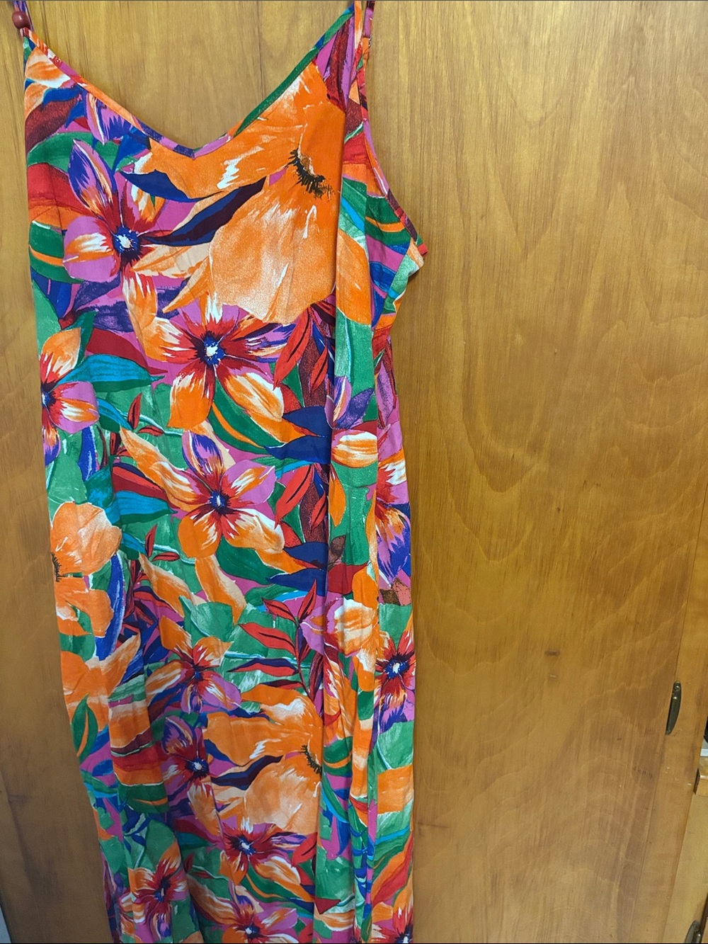Cynthia Steffe Orange, Green & Purple Floral Slip Maxi Dress